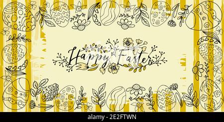 Easter illustration. Holiday card, wrapping, background. Multi-colored stripes. Happy Easter Stock Vector