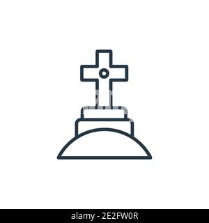 Christian cemetery outline vector icon. Thin line black christian cemetery icon, flat vector simple element illustration from editable buildings conce Stock Vector