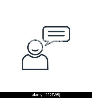 Man talking outline vector icon. Thin line black man talking icon, flat vector simple element illustration from editable business concept isolated str Stock Vector