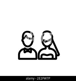 Couple outline vector icon. Thin line black couple icon, flat vector simple element illustration from editable weddingandlove concept isolated on whit Stock Vector