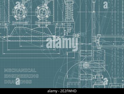 Machine-building industry. Instrument-making drawing. Computer aided design Corporate Identity Stock Vector