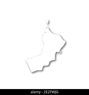Oman - white 3D silhouette map of country area with dropped shadow on white background. Simple flat vector illustration. Stock Vector