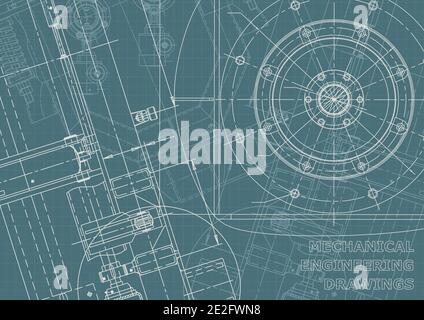 Vector banner. Engineering drawings. Mechanical instrument making. Corporate Identity. Technical illustration Stock Vector