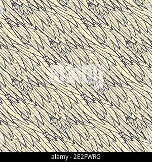 Vintage seamless pattern with hand-drawn wings feathers. Vector doodle illustration Stock Vector