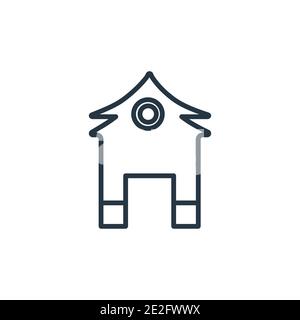 Pagoda outline vector icon. Thin line black pagoda icon, flat vector simple element illustration from editable buildings concept isolated stroke on wh Stock Vector