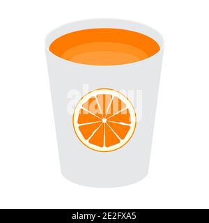 Vitamin Orange Juice Glass Cup Simple Icon. Vector Illustration Stock Vector