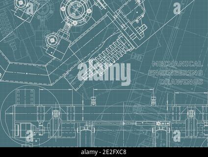 Mechanical instrument making. Technical Corporate Identity. Vector engineering drawings. Technical background Stock Vector