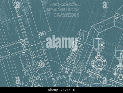 Vector engineering drawings. Mechanical instrument making. Corporate Identity. Technical illustration. Blueprint, cover Stock Vector