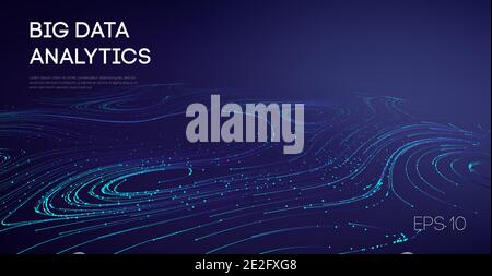 Abstract Big Data Flow Background. Software code agile industrial internet backdrop. Industry cyber complex big data sound visulization. Stock Vector