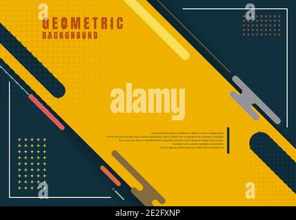 Template presentation abstract geometric rounded line element design with halftone effect decoration yellow background. Vector illustration Stock Vector