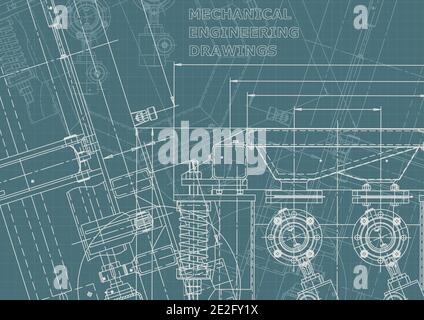 Vector engineering drawings. Mechanical instrument making. Technical. Corporate Identity Stock Vector
