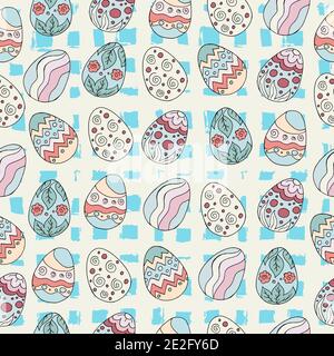 Festive textiles packaging. Seamless pattern, background. Easter illustration. Happy Easter. Pastel palette Stock Vector