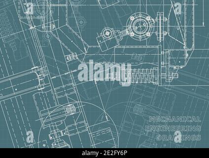 Vector engineering drawing. Mechanical instrument making. Corporate Identity Stock Vector