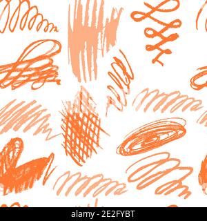 Seamless Cute children's drawing. Colored wax crayons. Doodle, sketch, outline. Scribble Stock Vector