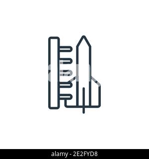 Spaceport outline vector icon. Thin line black spaceport icon, flat vector simple element illustration from editable astronomy concept isolated on whi Stock Vector