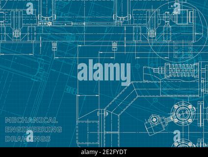 Corporate style, sketch. Technical illustrations, backgrounds. Mechanical engineering drawing Stock Vector
