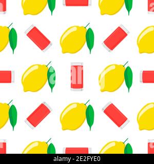 Illustration on theme big colored lemonade in lemon cup for natural drink. Lemonade pattern consisting of collection kitchen accessory, lemon cup to o Stock Vector