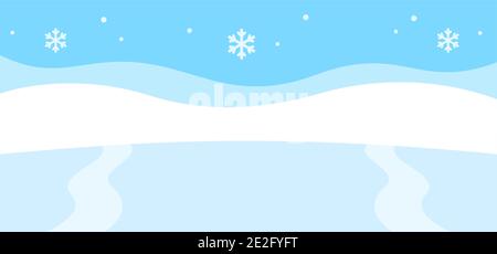 Outdoor skating sink illustration. Simple winter snow landscape in flat cartoon vector style. Stock Vector