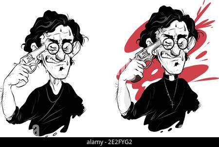 Suicide man pop art style vector illustration Stock Vector
