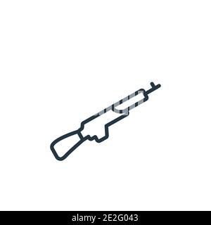 Bayonet on rifle outline vector icon. Thin line black bayonet on rifle icon, flat vector simple element illustration from editable army concept isolat Stock Vector