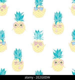 seamless pineapple, vector, illustration, pattern Stock Vector