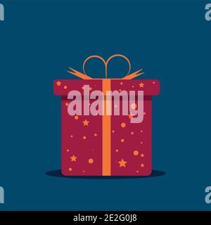 front view of gift box isolated on blue background Stock Vector