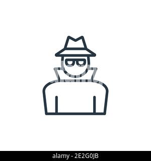 Secret agent outline vector icon. Thin line black secret agent icon, flat vector simple element illustration from editable army concept isolated on wh Stock Vector