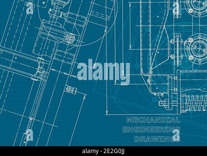 Blueprint. Vector engineering illustration. Corporate style. Mechanical engineering drawing. Technical illustrations Stock Vector