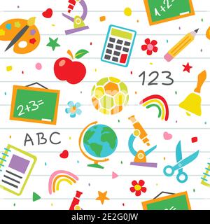 School seamless pattern Childish school vector background in flat style Stock Vector
