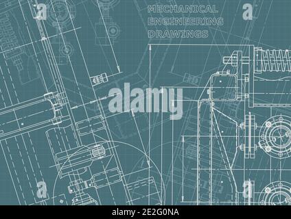 Vector engineering drawings. Mechanical instrument making. Corporate Identity. Technical Stock Vector