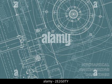 Vector banner. Engineering drawings. Mechanical instrument making. Technical Corporate Identity Stock Vector
