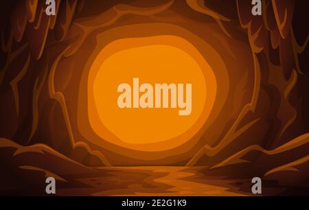 Cave landscape. cartoon mountain scene background vector illustration Stock Vector