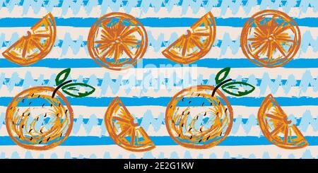 Seamless original pattern. Long colored stripe. Vector abstract hand drawing with stripes of acrylic paints and brushes Stock Vector