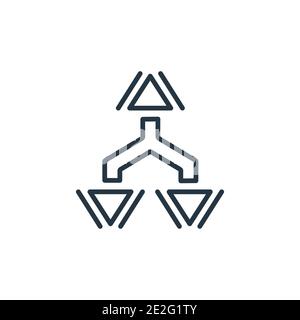 Split triangle outline vector icon. Thin line black split triangle icon, flat vector simple element illustration from editable arrows concept isolated Stock Vector