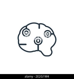 Future brain outline vector icon. Thin line black future brain icon, flat vector simple element illustration from editable artificial intellegence and Stock Vector