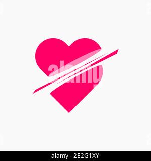 SLASH THE LOVE HEART ICON ILLUSTRATION VECTOR ISOLATED Stock Vector