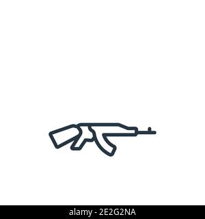 Kalashnikov outline vector icon. Thin line black kalashnikov icon, flat vector simple element illustration from editable army concept isolated on whit Stock Vector