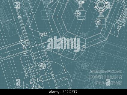 Corporate Identity. Blueprint. Vector engineering drawings. Mechanical instrument making Stock Vector