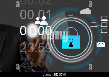 Cybersecurity and digital security app concept. padlock symbolizing security. Stock Photo
