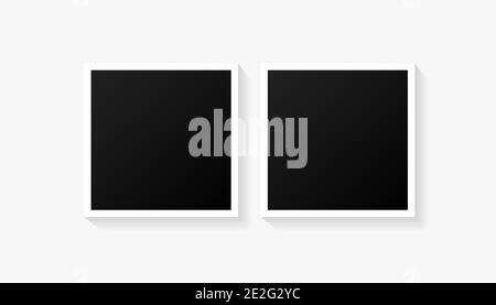 Two empty black photo frames set on a white background. Vector illustration for your photos or memories. Stock Vector