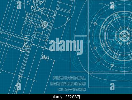 Blueprint. Corporate style, background. Instrument-making drawings. Mechanical drawing Stock Vector