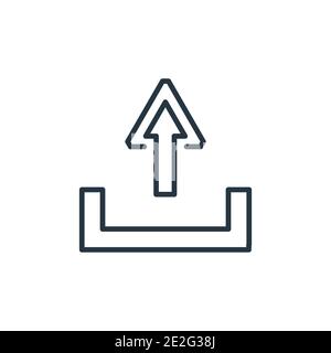Upload outline vector icon. Thin line black upload icon, flat vector simple element illustration from editable arrows concept isolated on white backgr Stock Vector