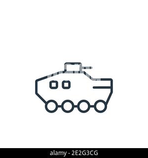 Armored vehicle outline vector icon. Thin line black armored vehicle icon, flat vector simple element illustration from editable army concept isolated Stock Vector