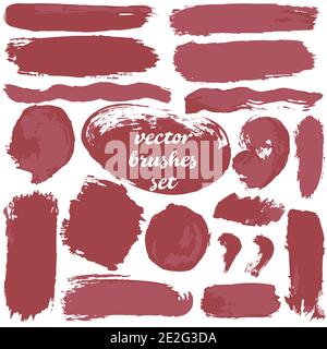 Collection of dirty elements for your design. Large set of two-color strokes, brushes, dots, inks, strokes and lines. Vector illustration isolated on Stock Vector