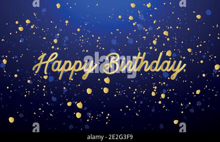 Happy Birthday Congratulations Card Template. Greeting cards with golden colored hand lettering text design. Vector illustration. Stock Vector