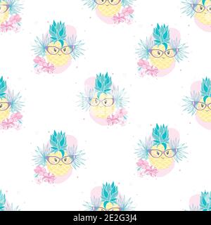 seamless pineapple, vector, illustration, pattern Stock Vector