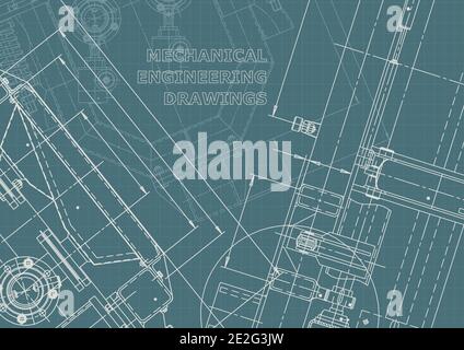 Corporate Identity. Instrument-making drawings. Mechanical engineering drawing. Technical Stock Vector