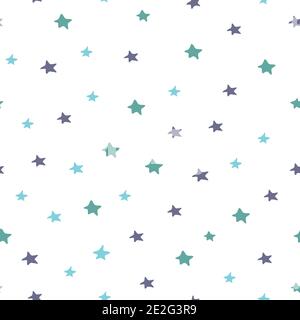 Abstract seamless pattern with stars on a white background. Colorful poster, wrapping paper or fabric print in flat style vector Stock Vector