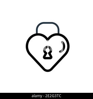 Love lock outline vector icon. Thin line black love lock icon, flat vector simple element illustration from editable weddingandlove concept isolated o Stock Vector