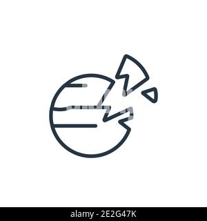 Destroyed planet outline vector icon. Thin line black destroyed planet icon, flat vector simple element illustration from editable astronomy concept i Stock Vector